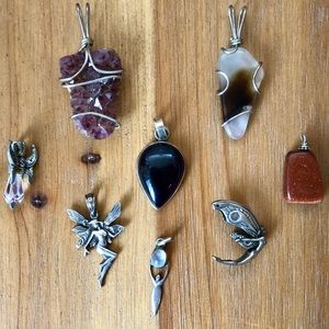 Bundle of genuine stone and silver charms